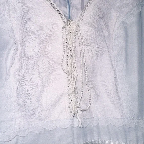 Vintage Gunne Sax Era Lace Long Sleeve Boho Bohemian Maxi Dress Cottagecore - Picture 10 of 11